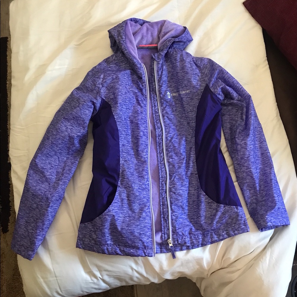 Free country purple coat fleece lined size large( 14 )